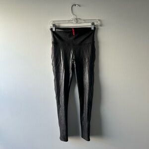 Spanx black faux liquid leather look leggings